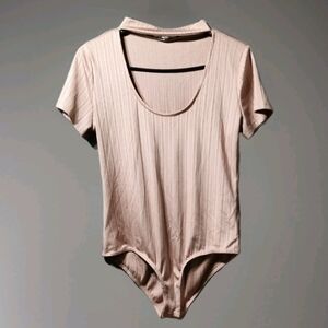 It Girl Ribbed Copper Bodysuit with Snap Closure